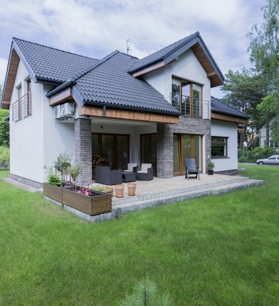 Detached house exterior with terrace